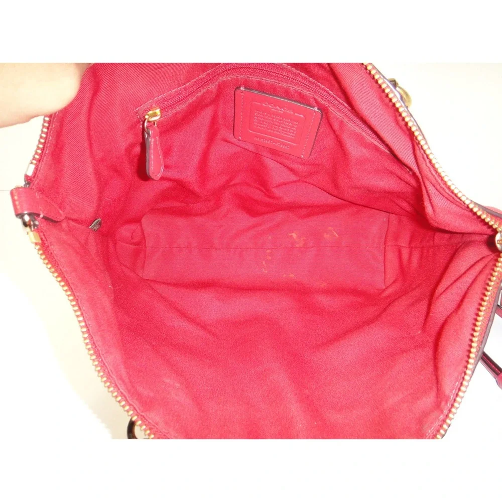 Coach Prairie Satchel Red Pebble Leather Handbag Gold Hardware F79997 Women's